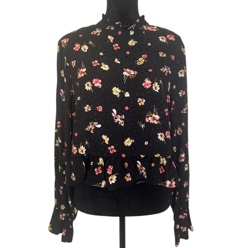 Top Shop Floral Print High Neck Peplum Blouse Size 12